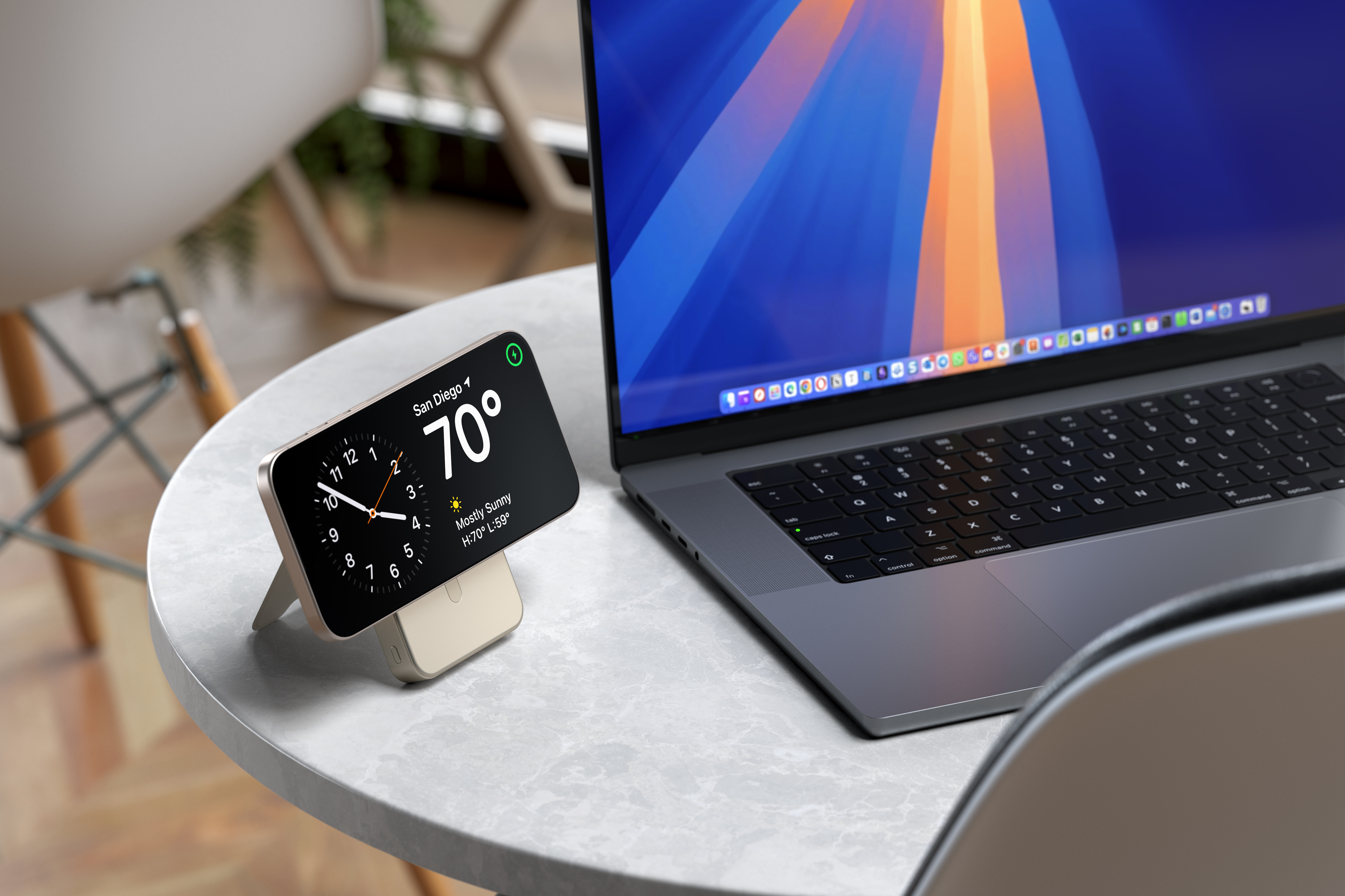 Satechi Qi2 10K Magsafe Powerbank állvánnyal - Homokszínű-4