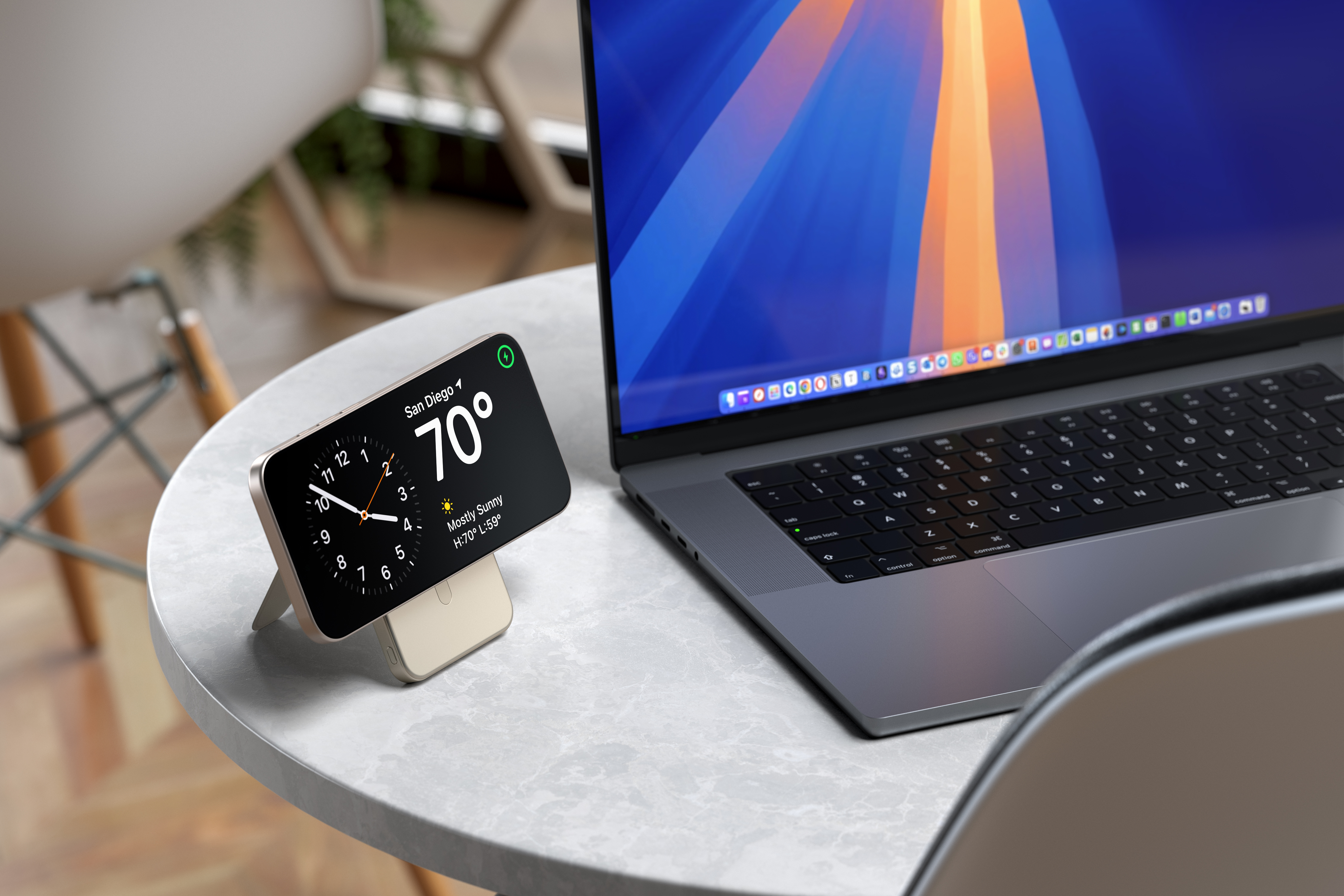 Satechi Qi2 5K Magsafe Powerbank Állvánnyal - Homokszínű-9