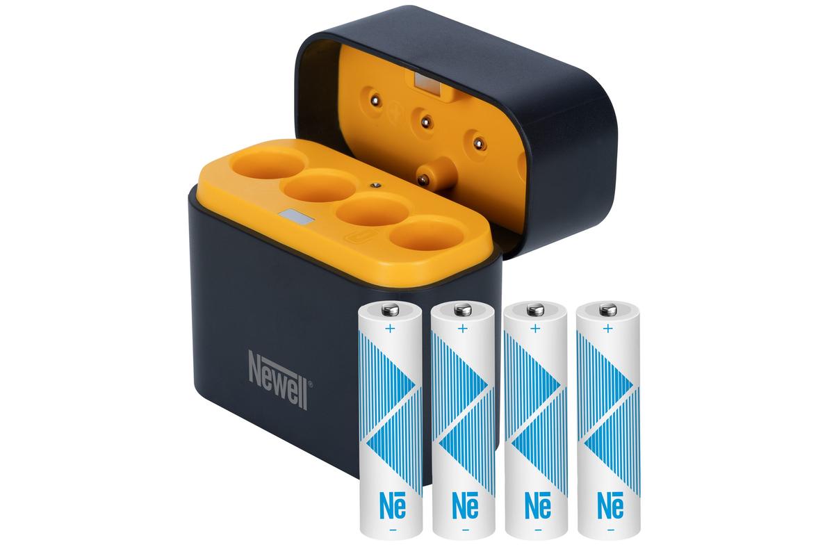 Newell Négycsatornás töltő + 4 db Li-ion AA újratölthető akkumulátor szett – 2200 mAh-0