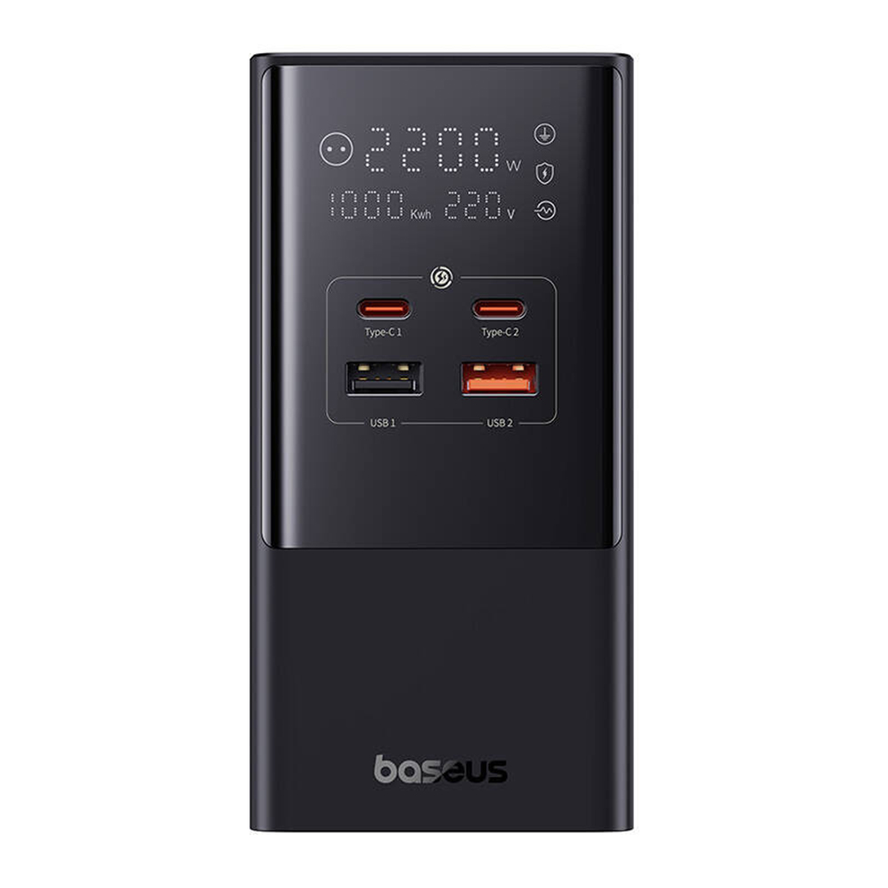 Baseus - Töltőállomás (E00023609113-00) - 2xUSB, 2xType-C, Schuko, LED kijelző, Gyors töltés 100W, 1.5m - Fekete-12