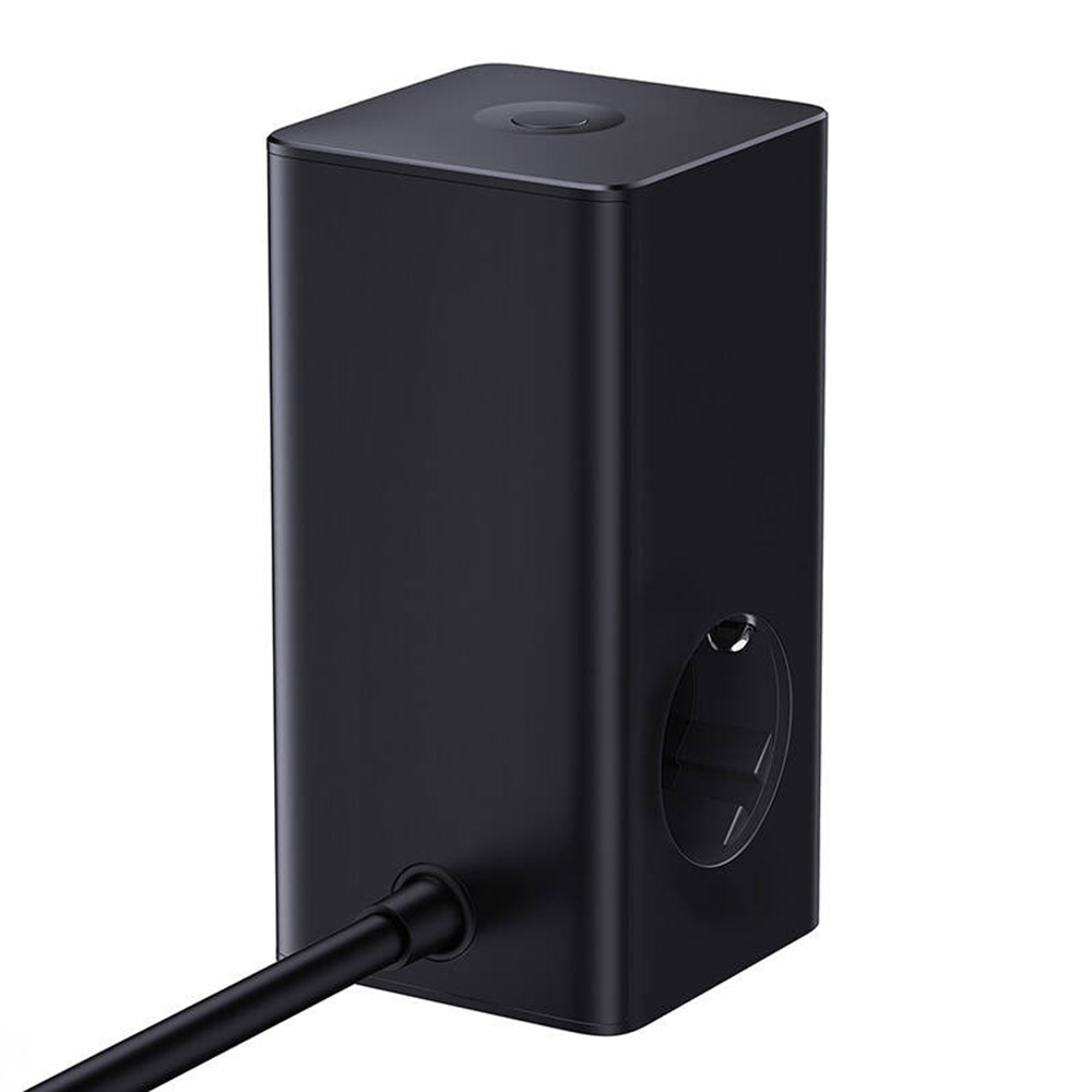 Baseus - Töltőállomás (E00023609113-00) - 2xUSB, 2xType-C, Schuko, LED kijelző, Gyors töltés 100W, 1.5m - Fekete-6