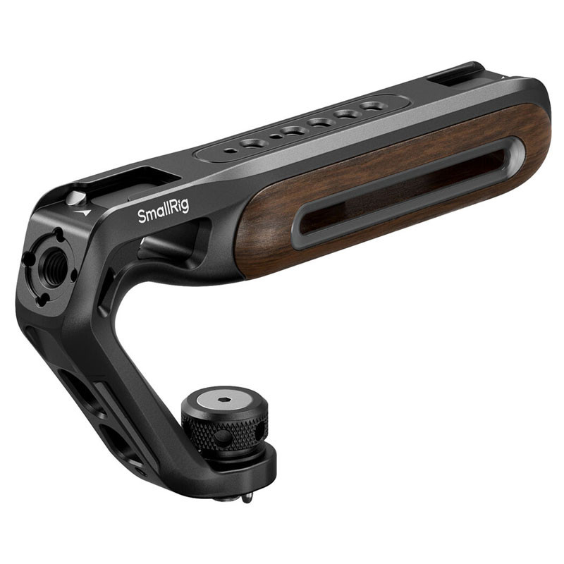 Smallrig 5252 Wooden Top Handle with 1/4''-20 and ARRI 3/8''-16 Locating Screw-0