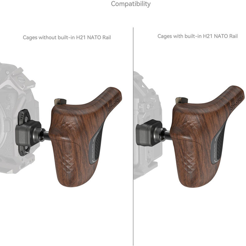 Smallrig 5161 Imagegrip Series Wooden Handle with NATO Clamp (Left side)-2