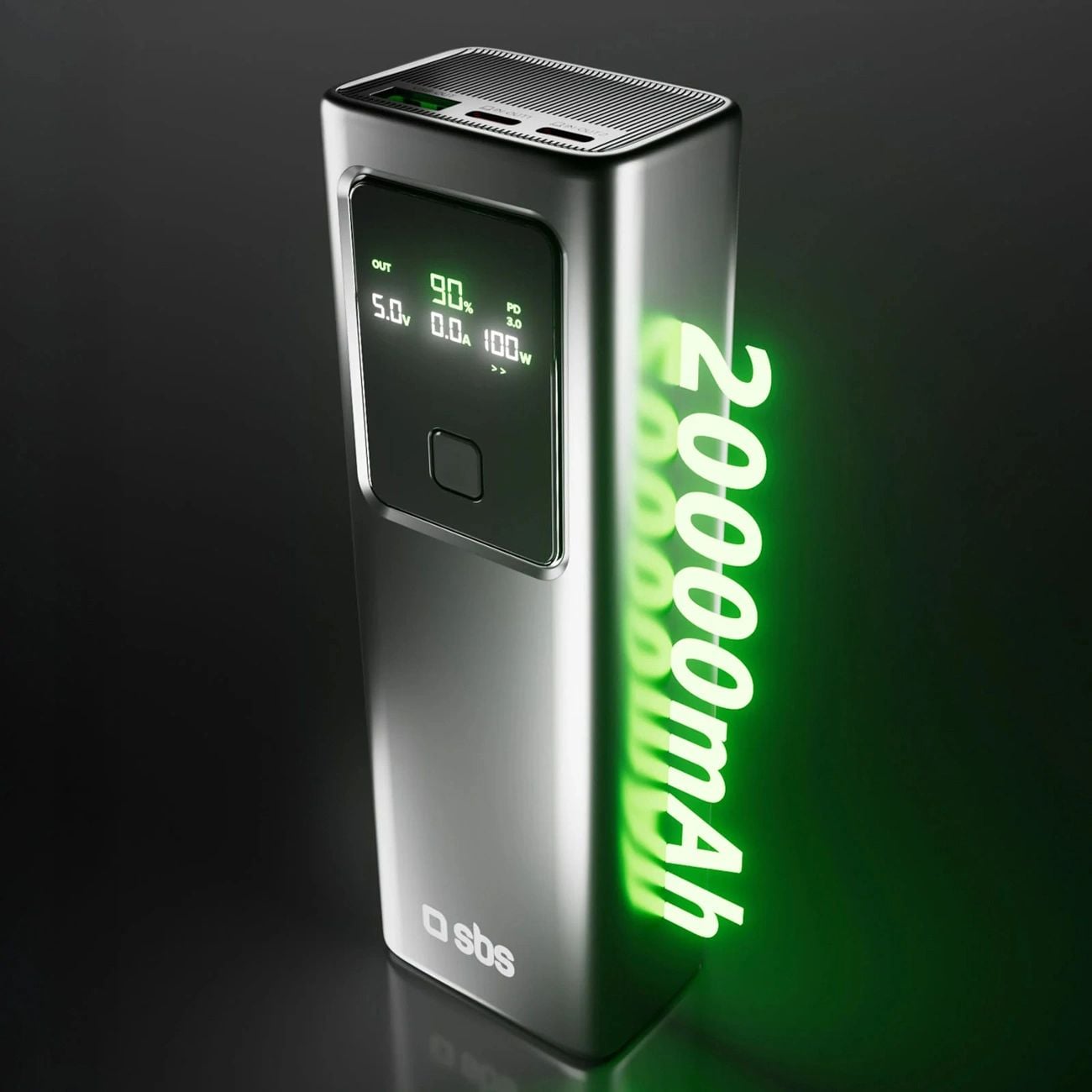 Powerbank SBS 20000mAh PD 100w lcd kijelzővel - szürke-1