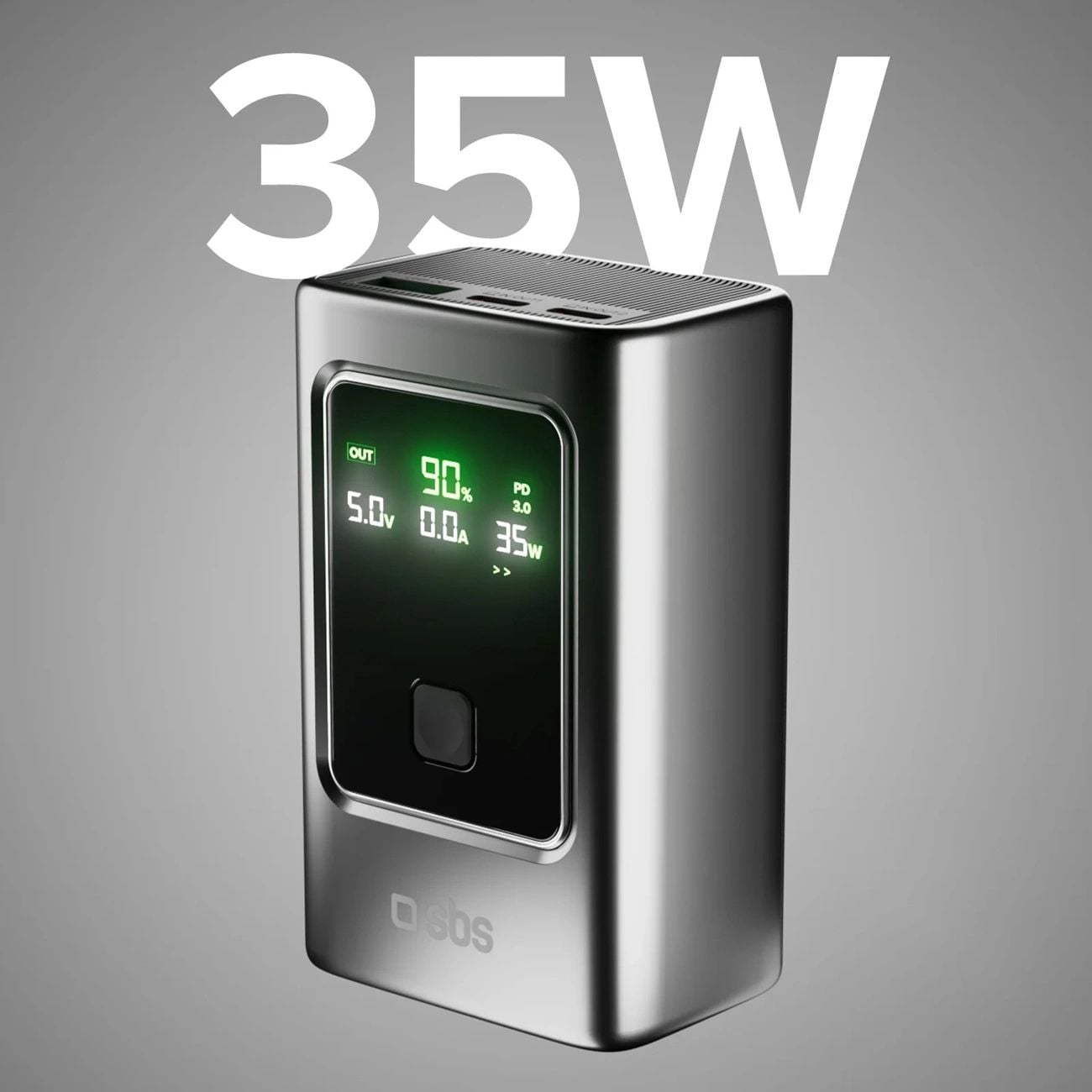 Powerbank SBS 10000mAh PD 35W LCD kijelzővel - szürke-1