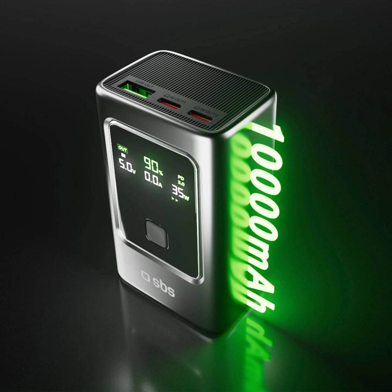 Powerbank SBS 10000mAh PD 35W LCD kijelzővel - szürke-2