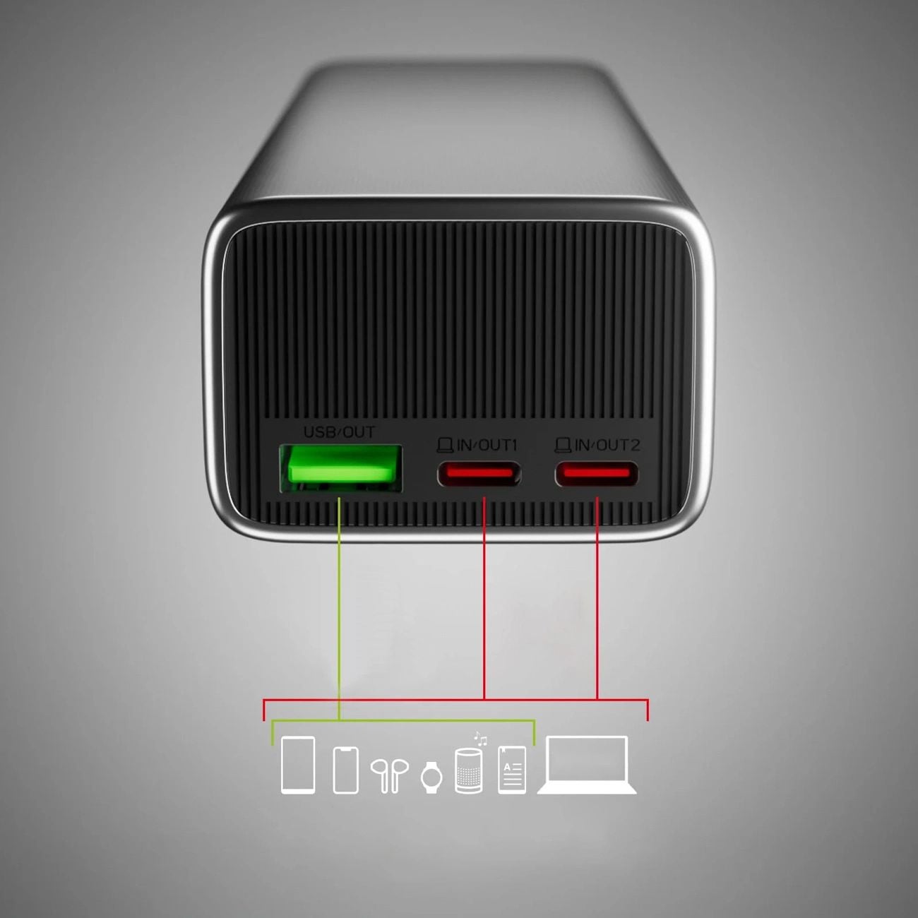 Powerbank SBS 10000mAh PD 35W LCD kijelzővel - szürke-3