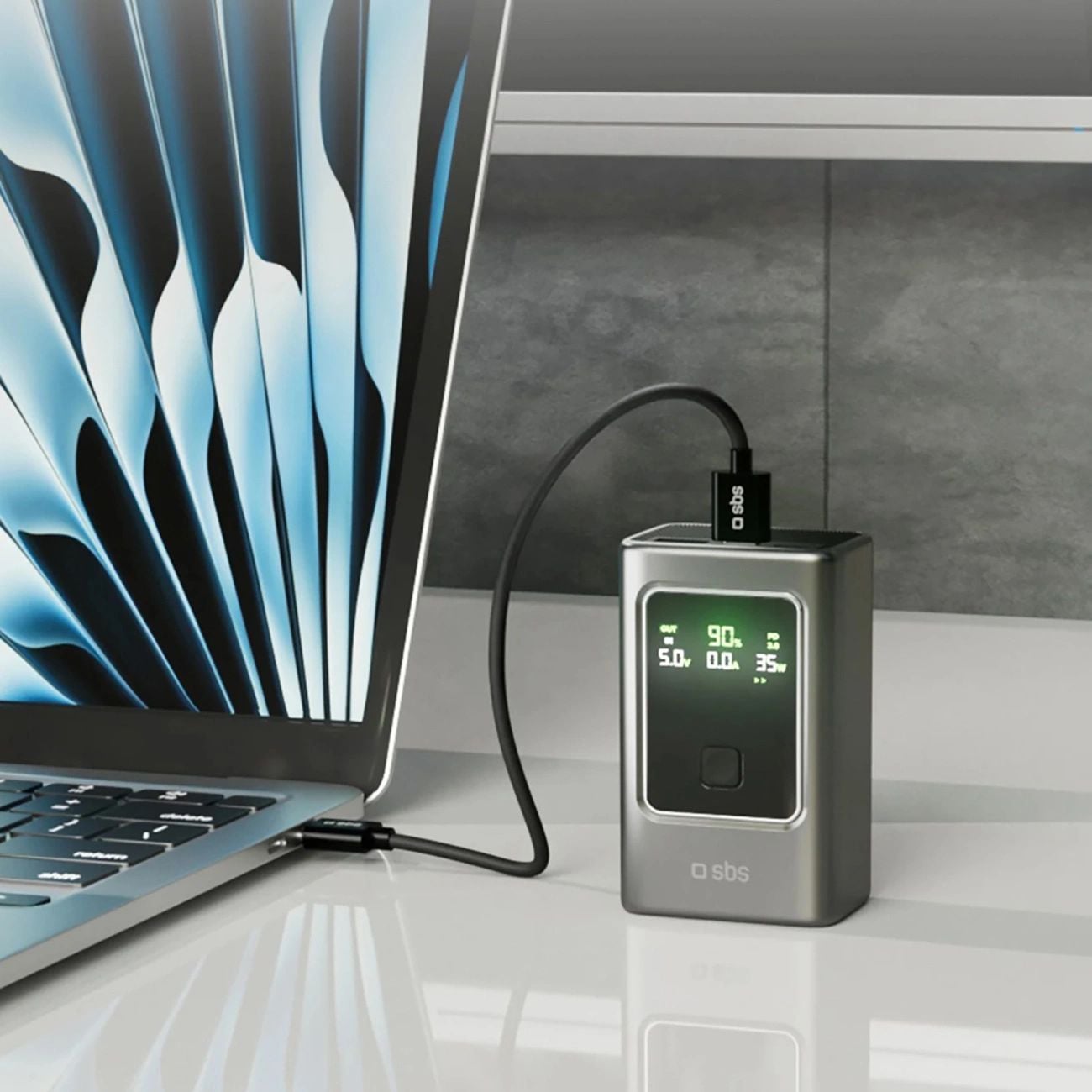 Powerbank SBS 10000mAh PD 35W LCD kijelzővel - szürke-6