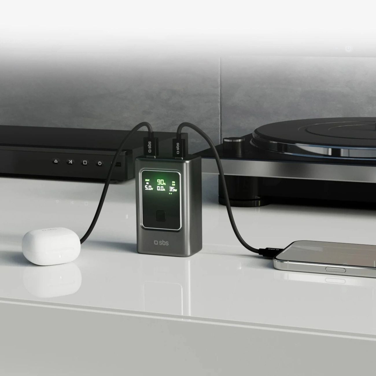 Powerbank SBS 10000mAh PD 35W LCD kijelzővel - szürke-7