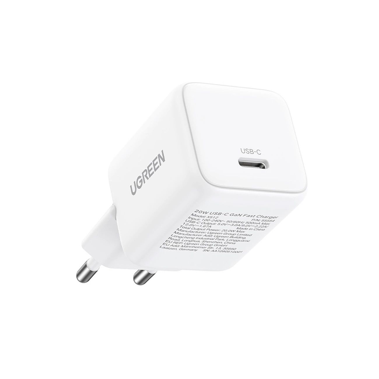 Ugreen X512 20W GaN 1x USB-C fali töltő - Fehér-3