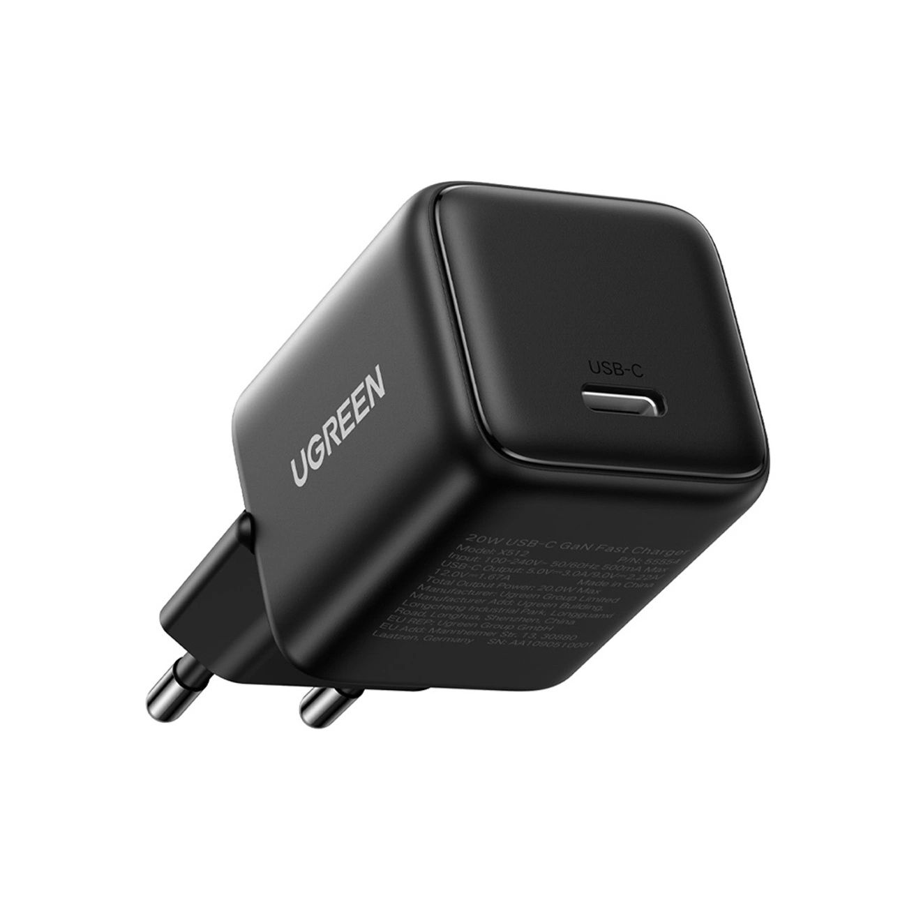 Ugreen X513 30W GaN fali töltő 1x USB-C + 1m USB-C kábel - Fekete-1