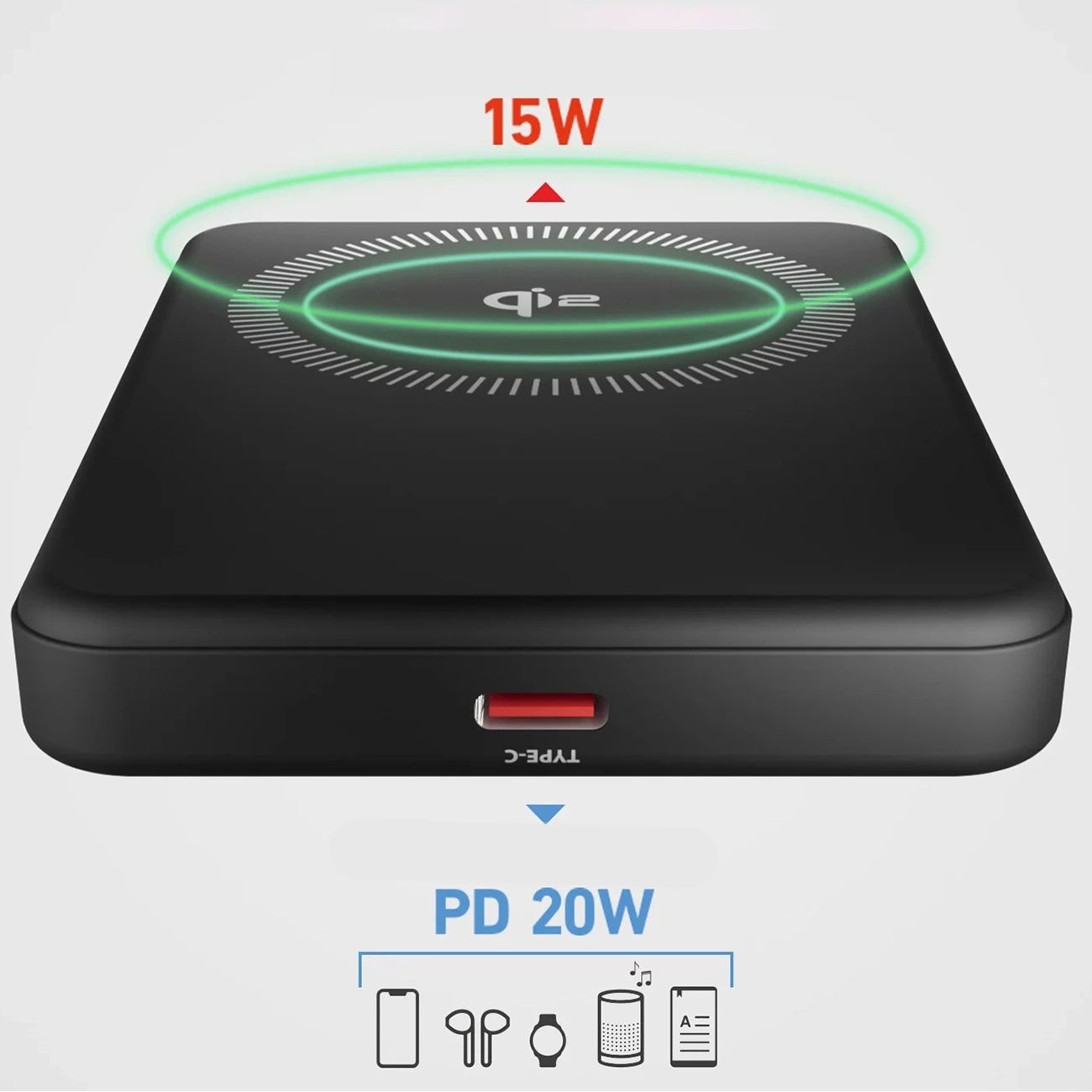 SBS Mag Power Qi2 5000 mAh Powerbank kompatibilis MagSafe - Fekete-2
