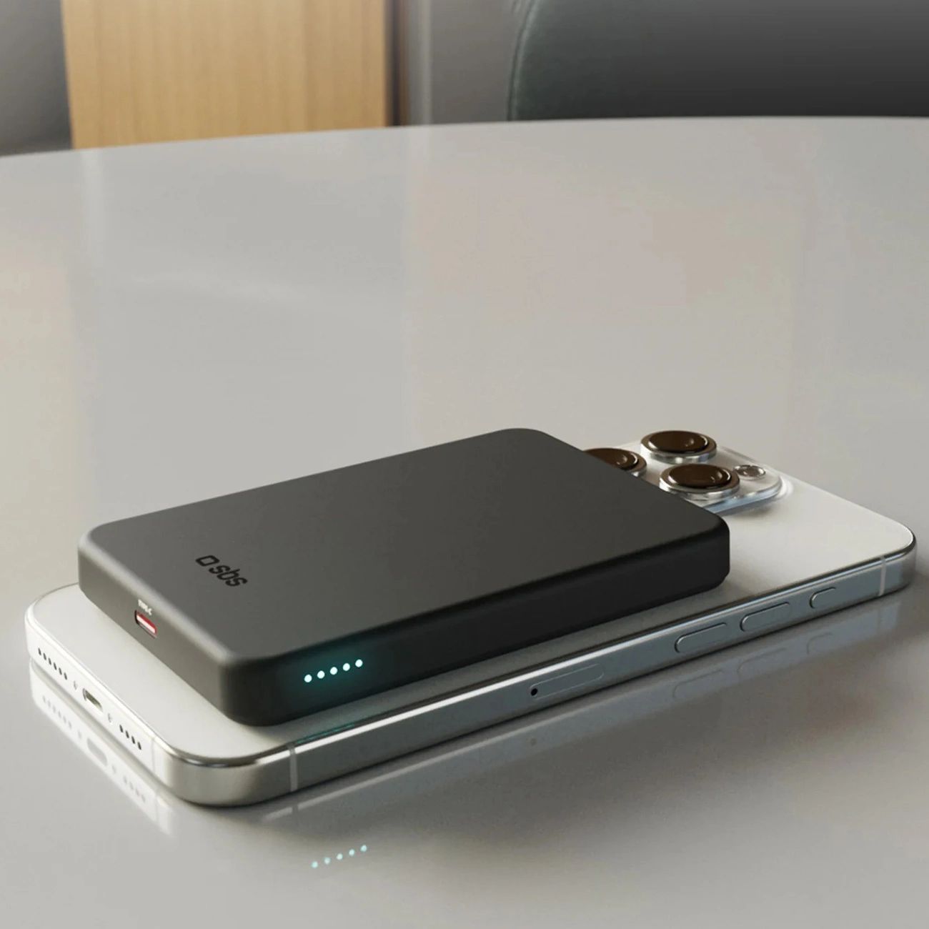 SBS Mag Power Qi2 5000 mAh Powerbank kompatibilis MagSafe - Fekete-5