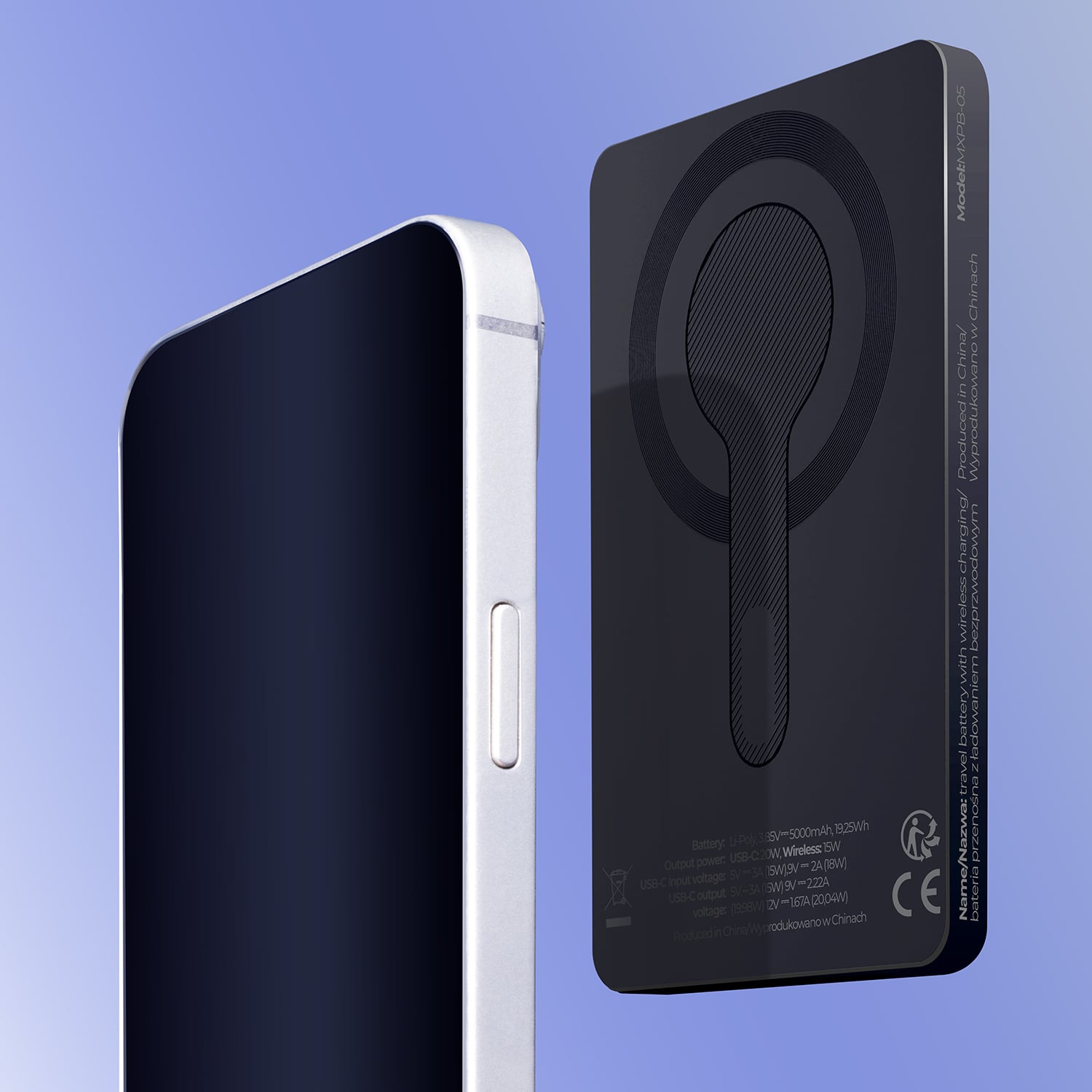 Magsafe Power Bank Maxlife MXPB-05 20W PD 5000mAh mágneses fekete-3