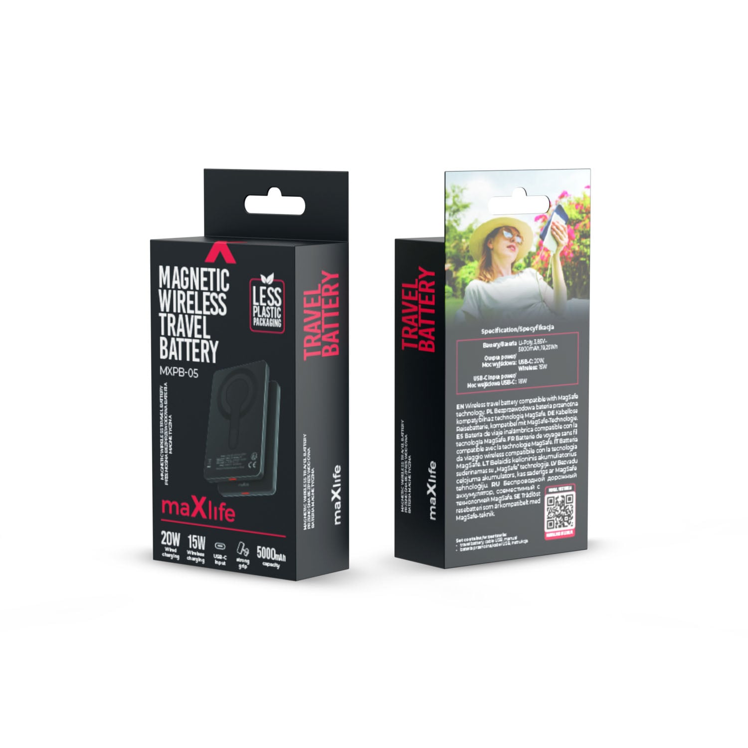 Magsafe Power Bank Maxlife MXPB-05 20W PD 5000mAh mágneses fekete-6