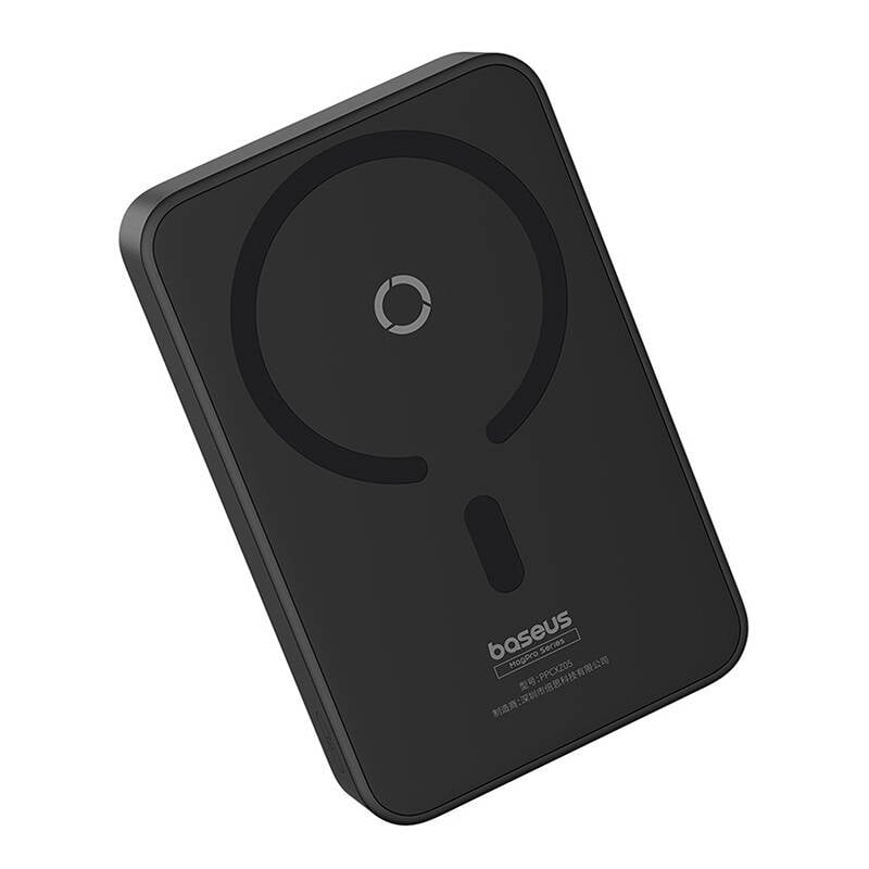 Baseus - MagPro mágneses Power Bank PPCXZ05 (P10064101123-00) - USB-C, 5000mAh, 20W, MagSafe, Type-C kábel, 3A, 30cm - Fekete-2