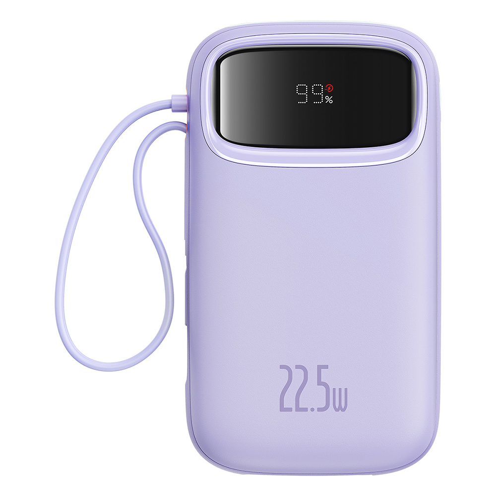 Baseus - Power Bank Qpow Pro+ (P10055003513-00) - Lightning, 2x Type-C, USB, 22.5W, 10000mAh, Type-C kábel, 30cm - Lila-1