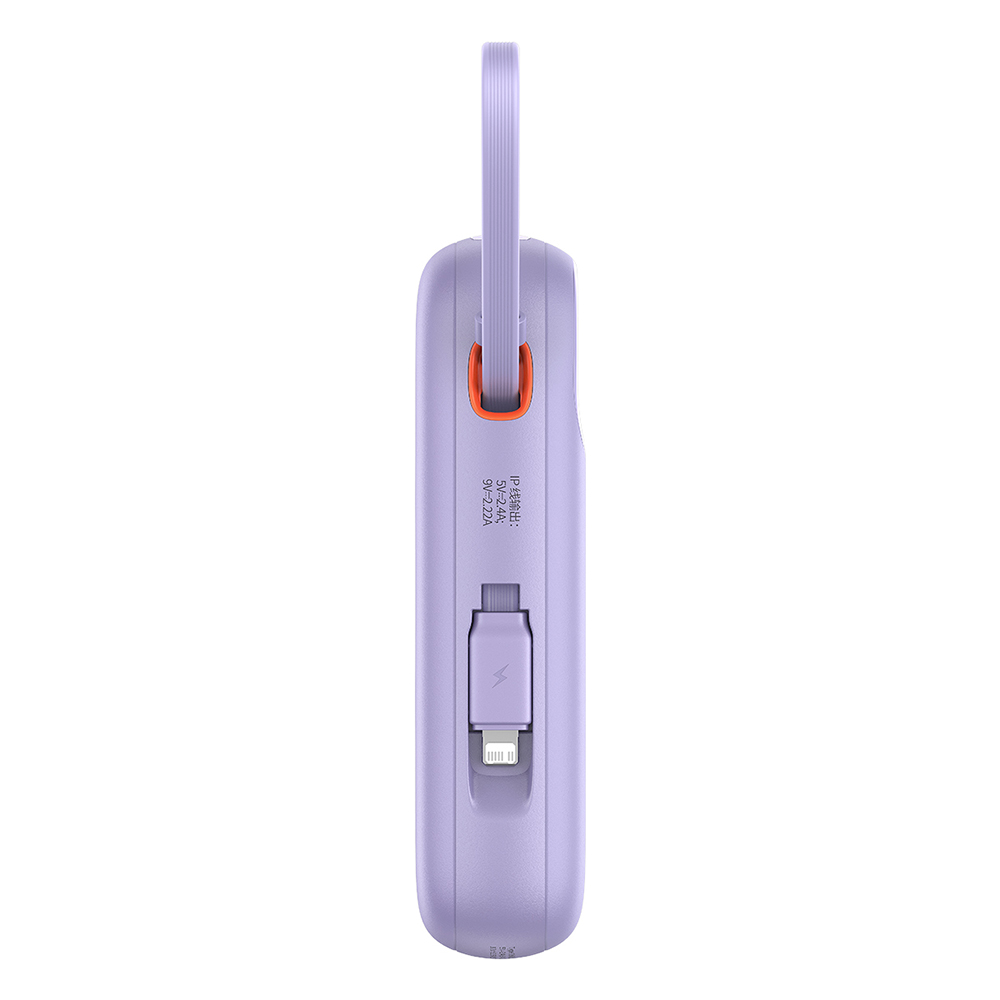 Baseus - Power Bank Qpow Pro+ (P10055003513-00) - Lightning, 2x Type-C, USB, 22.5W, 10000mAh, Type-C kábel, 30cm - Lila-4