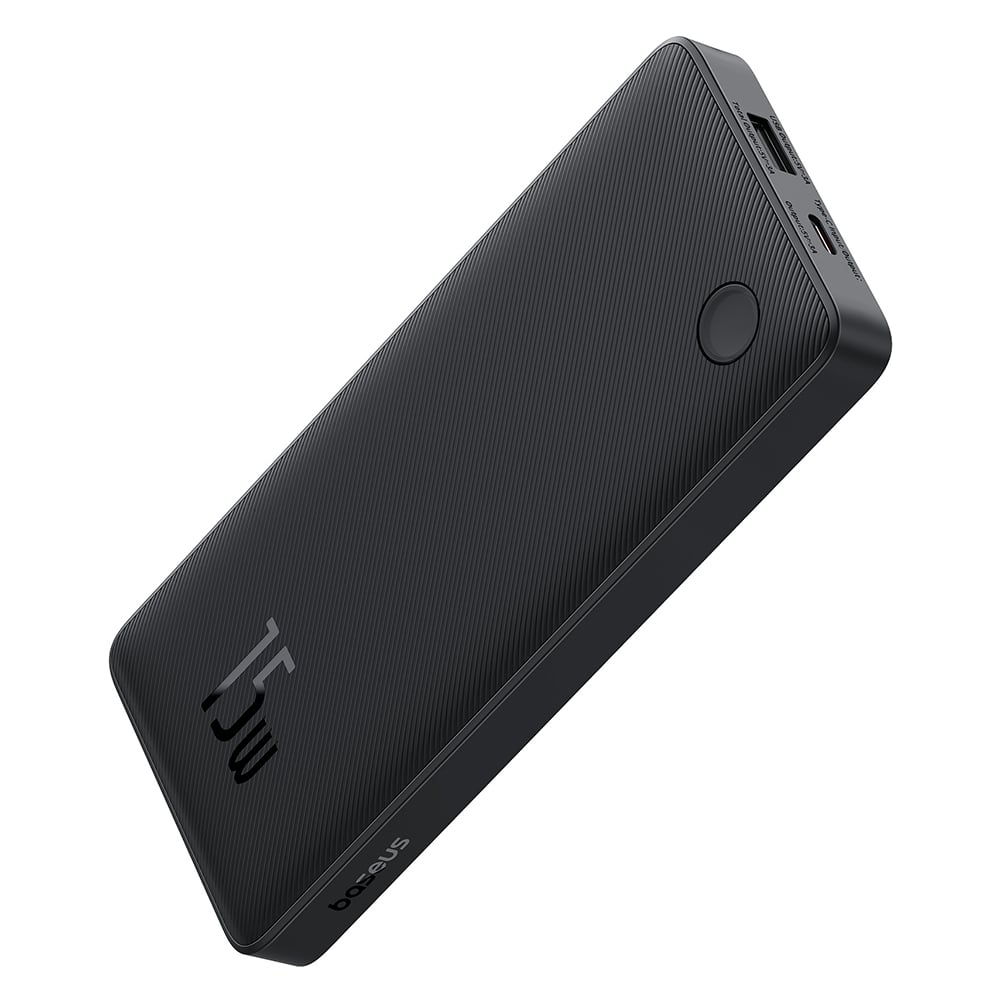 Baseus - Power Bank Airpow Lite (P10067500123-00) - USB, Type-C, 15W, 10000mAh, Type-C kábellel, 30 cm - Kozmikus fekete-0
