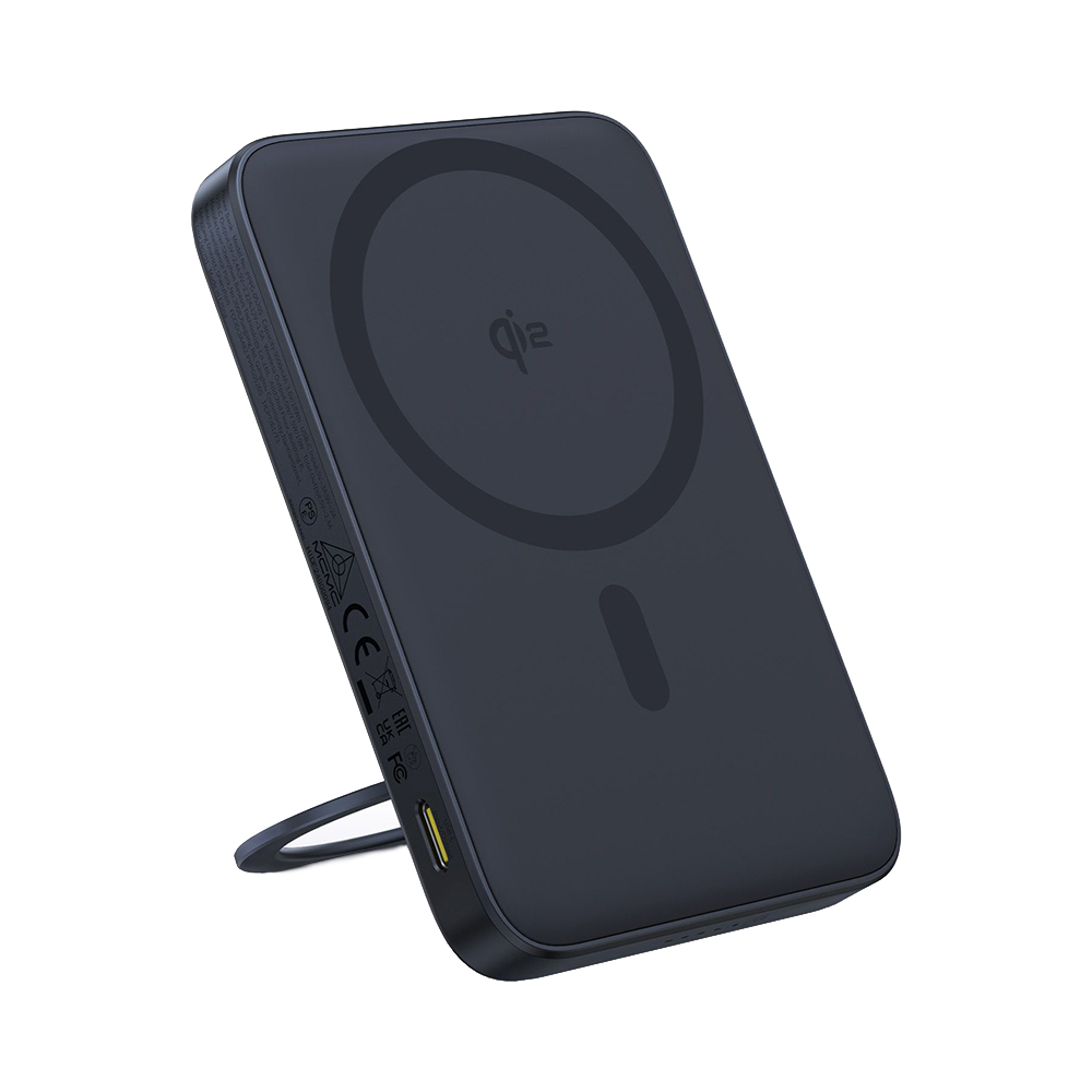 Baseus - PicoGo Magsafe Power Bank (P10076802123-00) - Type-C, Qi2, Gyors töltés, 20W, 5000mAh, Forgatható állvány, USB-C kábel - Fekete-0