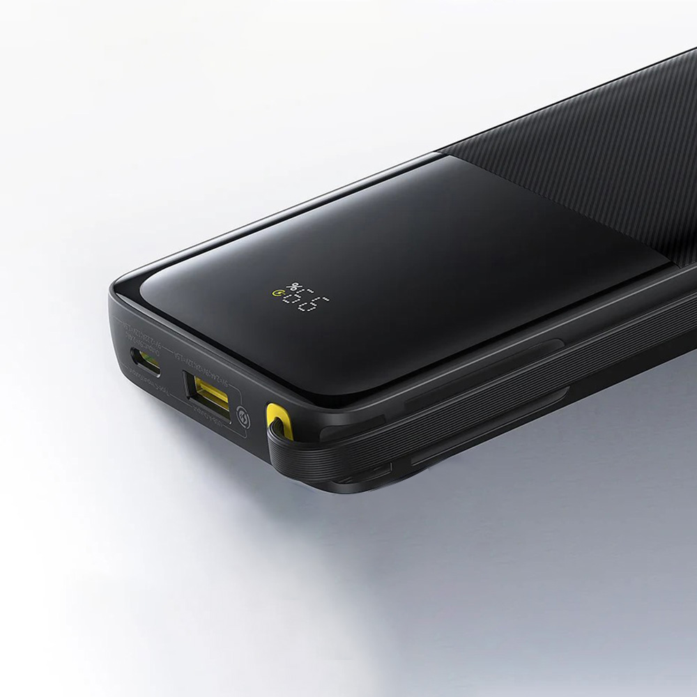 Baseus - Bipow 2 Power Bank (P10077101113-00) - beépített USB-C kábellel, Type-C, USB, intelligens kijelzővel, 10000mAh, 20W - Fekete-1