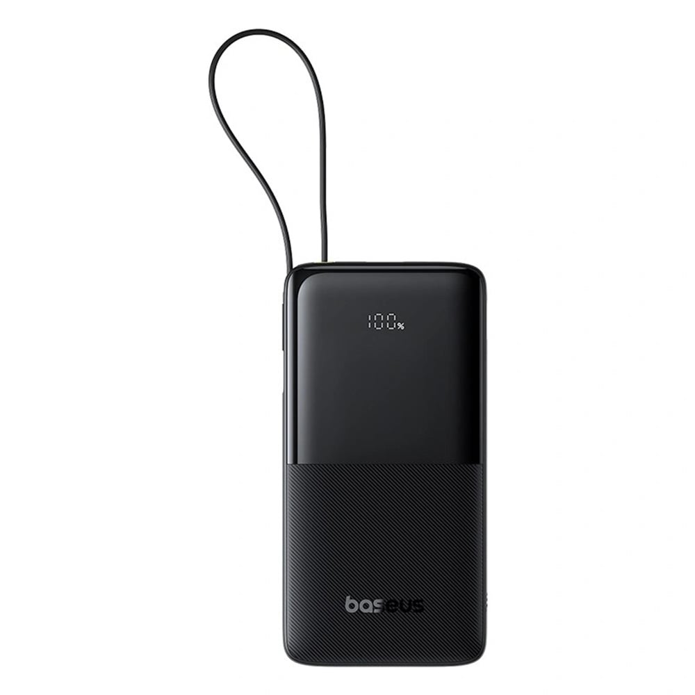 Baseus - Bipow 2 Power Bank (P10077101113-01) - Beépített USB-C kábel, Type-C, USB, Intelligens kijelző, 20000mAh, 20W - Fekete-0