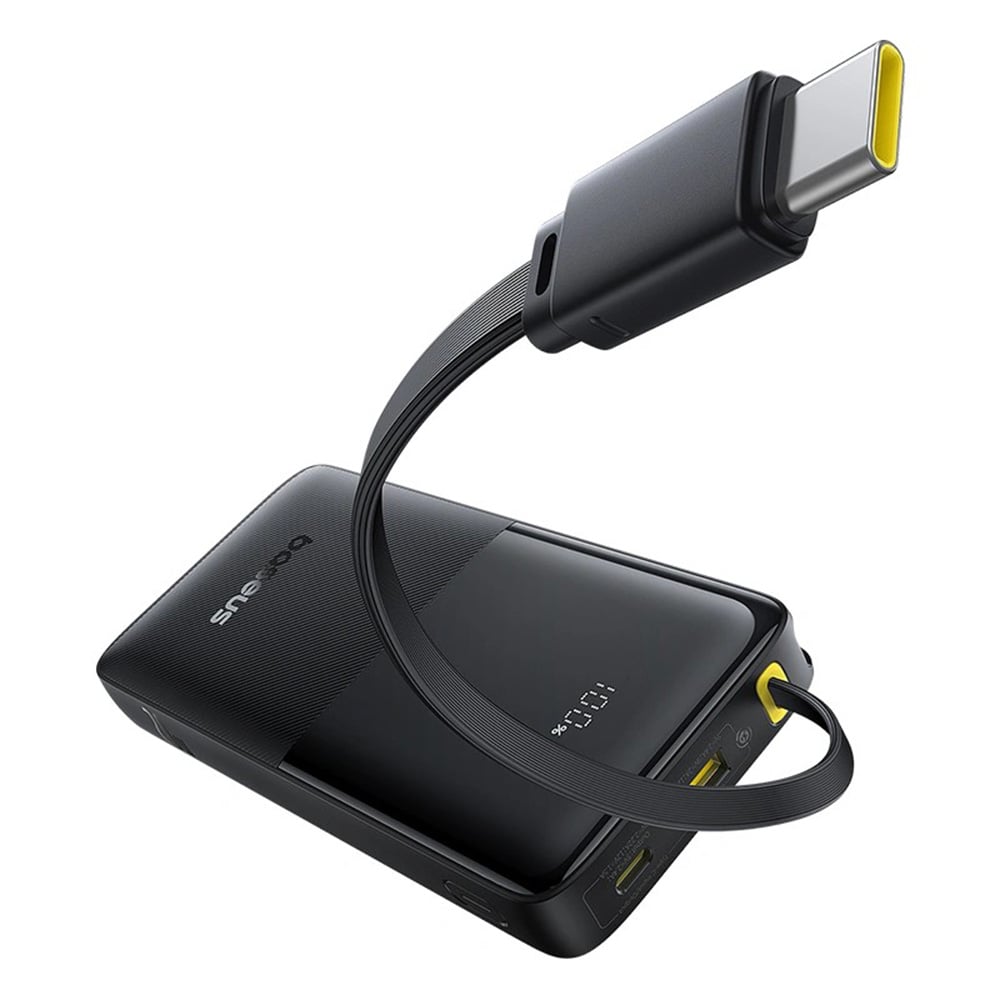 Baseus - Bipow 2 Power Bank (P10077101113-01) - Beépített USB-C kábel, Type-C, USB, Intelligens kijelző, 20000mAh, 20W - Fekete-1