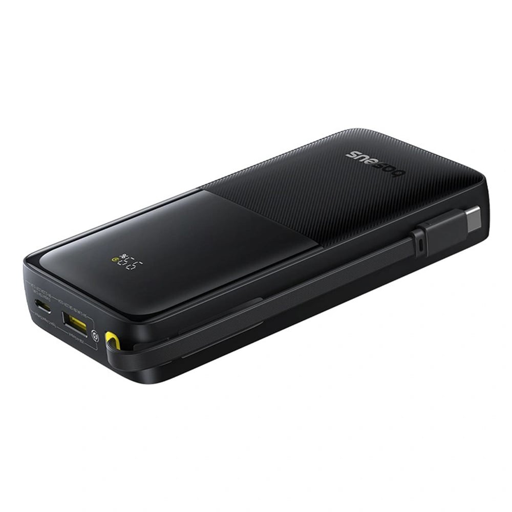 Baseus - Bipow 2 Power Bank (P10077101113-01) - Beépített USB-C kábel, Type-C, USB, Intelligens kijelző, 20000mAh, 20W - Fekete-3