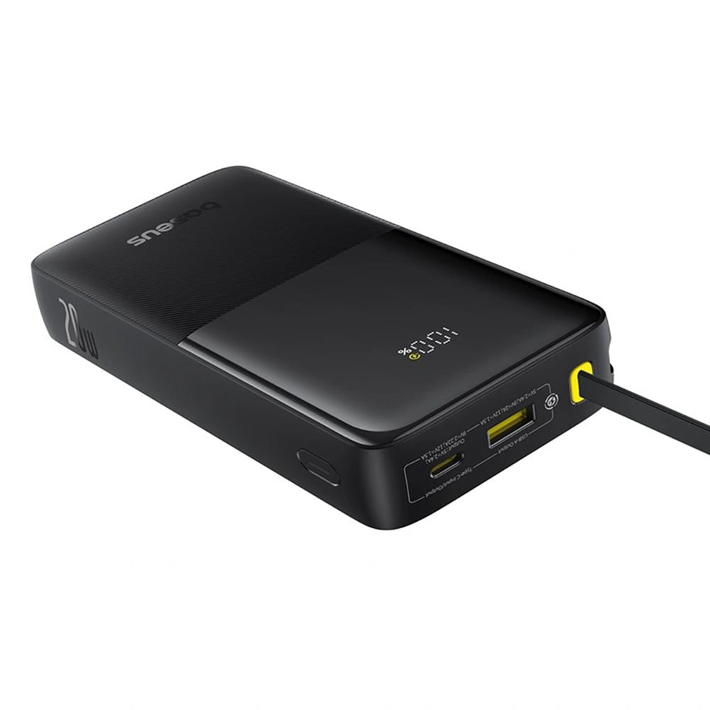Baseus - Bipow 2 Power Bank (P10077101113-01) - Beépített USB-C kábel, Type-C, USB, Intelligens kijelző, 20000mAh, 20W - Fekete-2