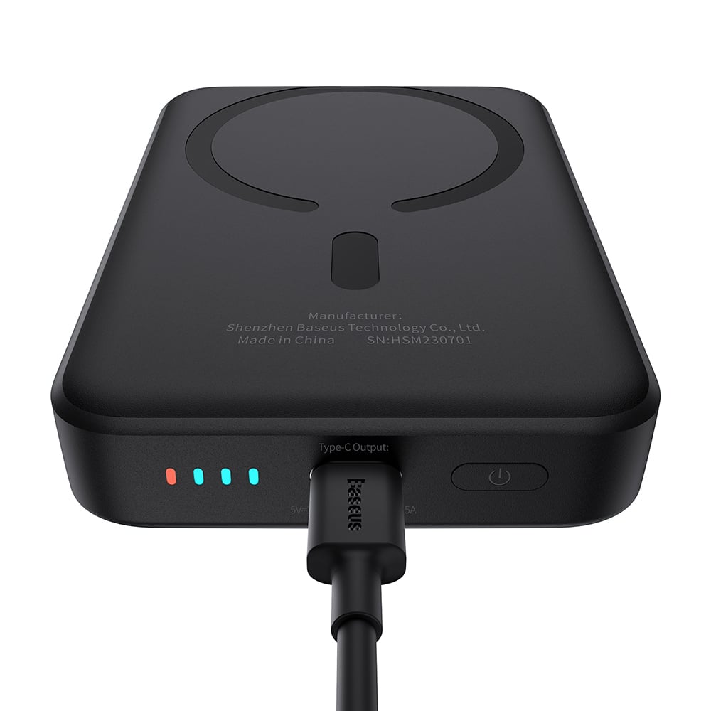 Baseus - Power Bank Mini Air (P10059001113-00) - Type-C, MagSafe töltés, 20W, 10000mAh, Type-C kábel, 30cm - Fekete-2