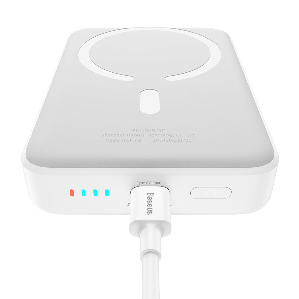 Baseus - Mini Air Power Bank (P10059001223-00) - Type-C, MagSafe töltés, 20W, 10000mAh, Type-C kábellel, 30cm - Fehér-2