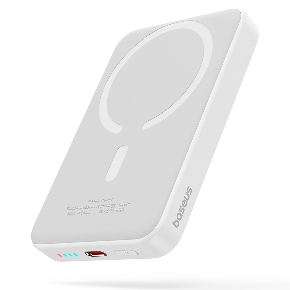 Baseus - Mini Air Power Bank (P10059001223-00) - Type-C, MagSafe töltés, 20W, 10000mAh, Type-C kábellel, 30cm - Fehér-3
