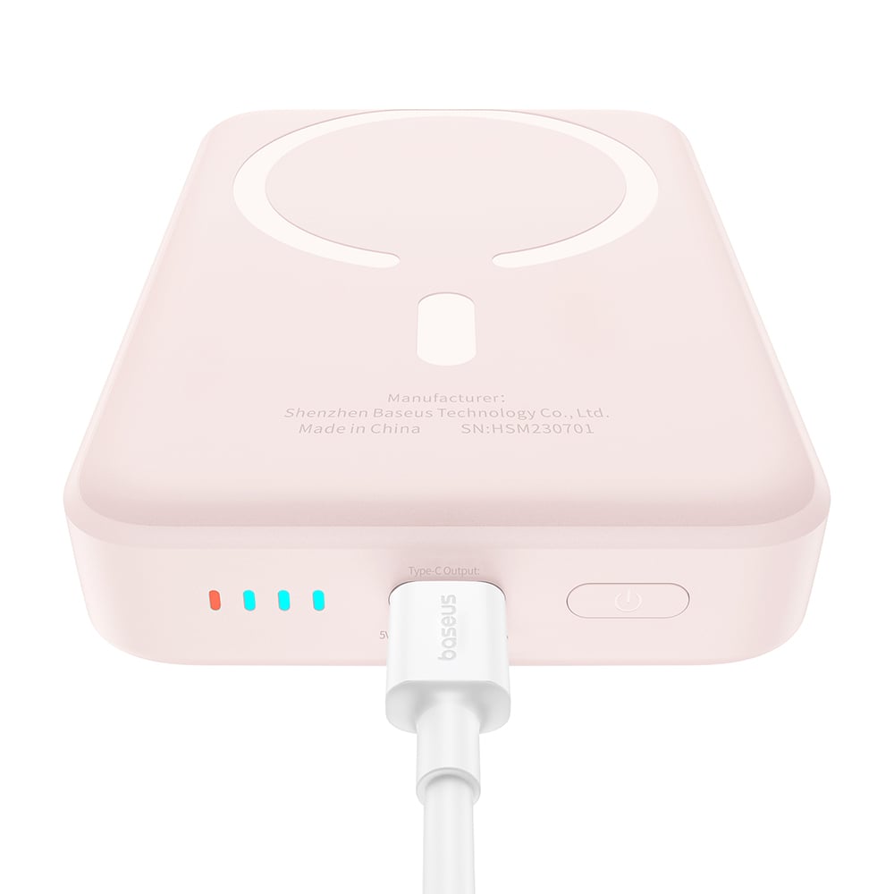 Baseus - Mini Air Power Bank (P10059001413-00) - Type-C, MagSafe töltés, 20W, 10000mAh, Type-C kábellel, 30cm - Rózsaszín-2