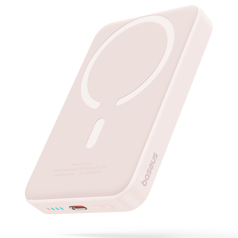 Baseus - Mini Air Power Bank (P10059001413-00) - Type-C, MagSafe töltés, 20W, 10000mAh, Type-C kábellel, 30cm - Rózsaszín-3