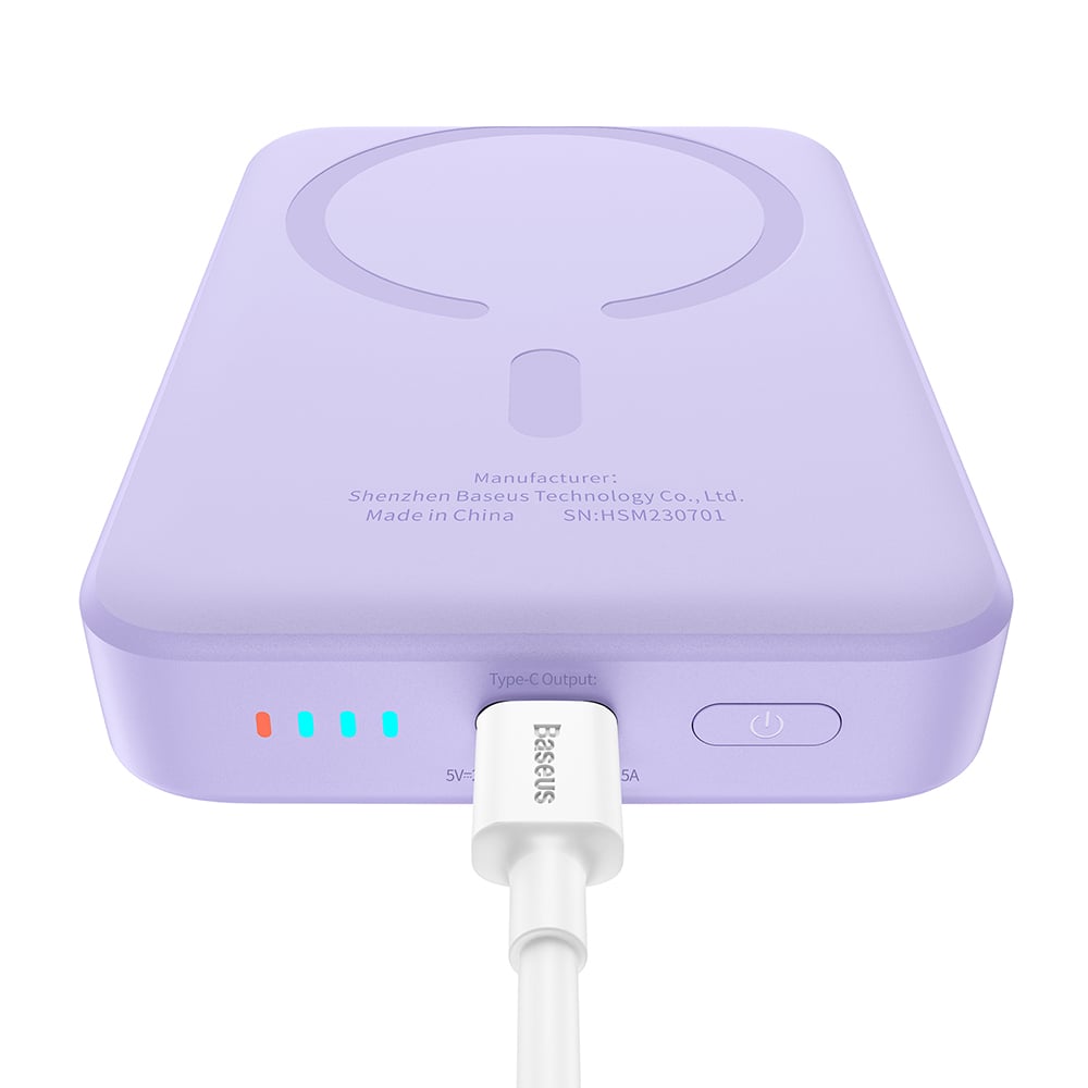 Baseus - Mini Air Power Bank (P10059001513-00) - Type-C, MagSafe Töltés, 20W, 10000mAh, C-típusú kábel, 30cm - Lila-2