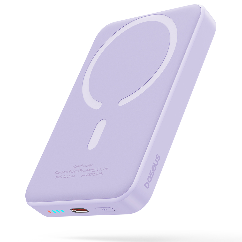 Baseus - Mini Air Power Bank (P10059001513-00) - Type-C, MagSafe Töltés, 20W, 10000mAh, C-típusú kábel, 30cm - Lila-3
