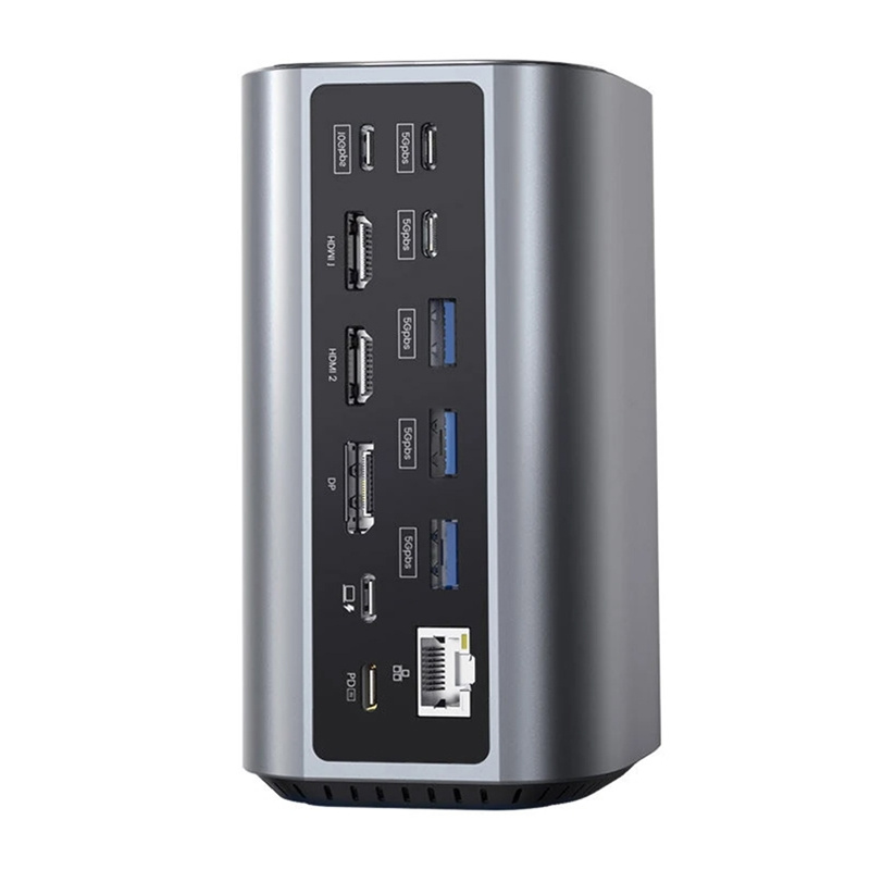 BlitzWolf BW-TH15 17 az 1-ben dokkolóállomás 2xHD+DP+4xC+3xUSB 3.0+USB 3.1+C 3.2+C PD+RJ45+micro SD+SD+3.5mm audio-5