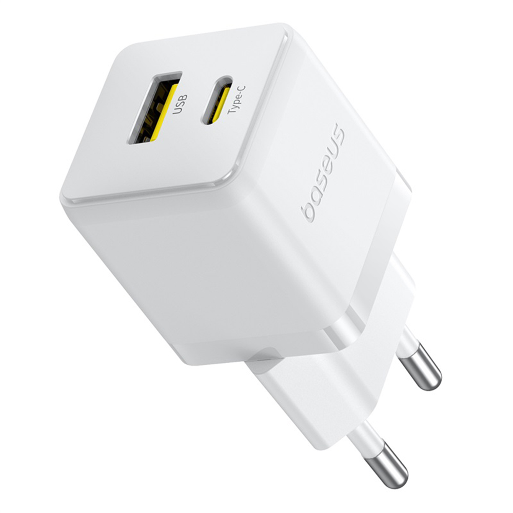 Baseus - Fali töltő Palm (CCZC20UE) - 2 az 1-ben gyors töltő, USB, Type-C, 20W, 5V/3A - Holdfehér-0