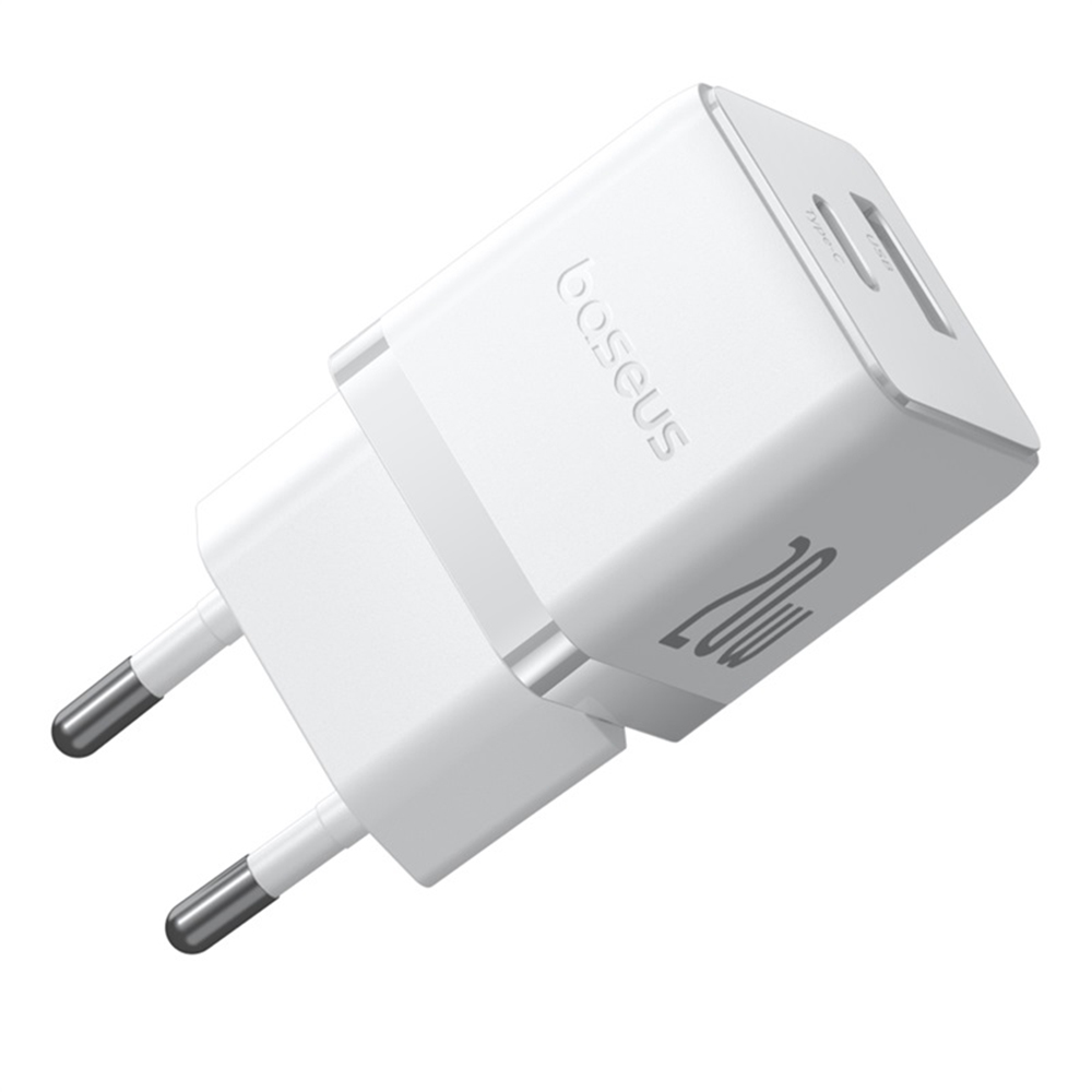 Baseus - Fali töltő Palm (CCZC20UE) - 2 az 1-ben gyors töltő, USB, Type-C, 20W, 5V/3A - Holdfehér-3