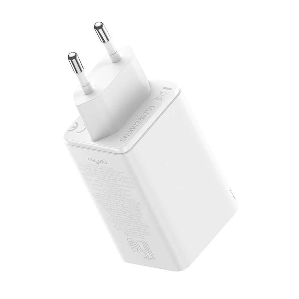 Baseus - Fali töltő GaN (P10162701213-00) - 2x USB, 2x Type-C, 65W, Type-C to Type-C kábellel - Fehér-4
