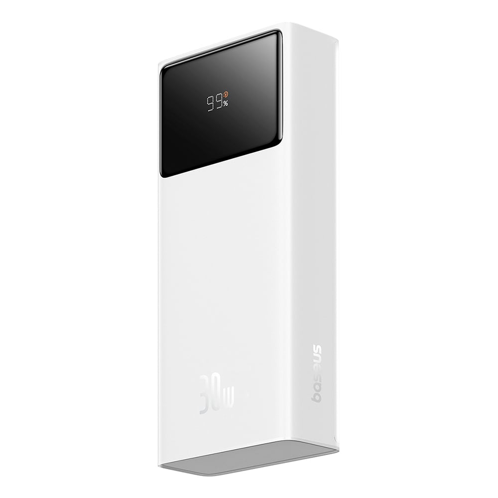 Baseus - Power Bank Csillag Őrző (P10022904213-00) - 2x USB, Type-C, Micro-USB, 30W, 20000mAh, Type-C kábel, 3A, 30 cm - Fehér-1