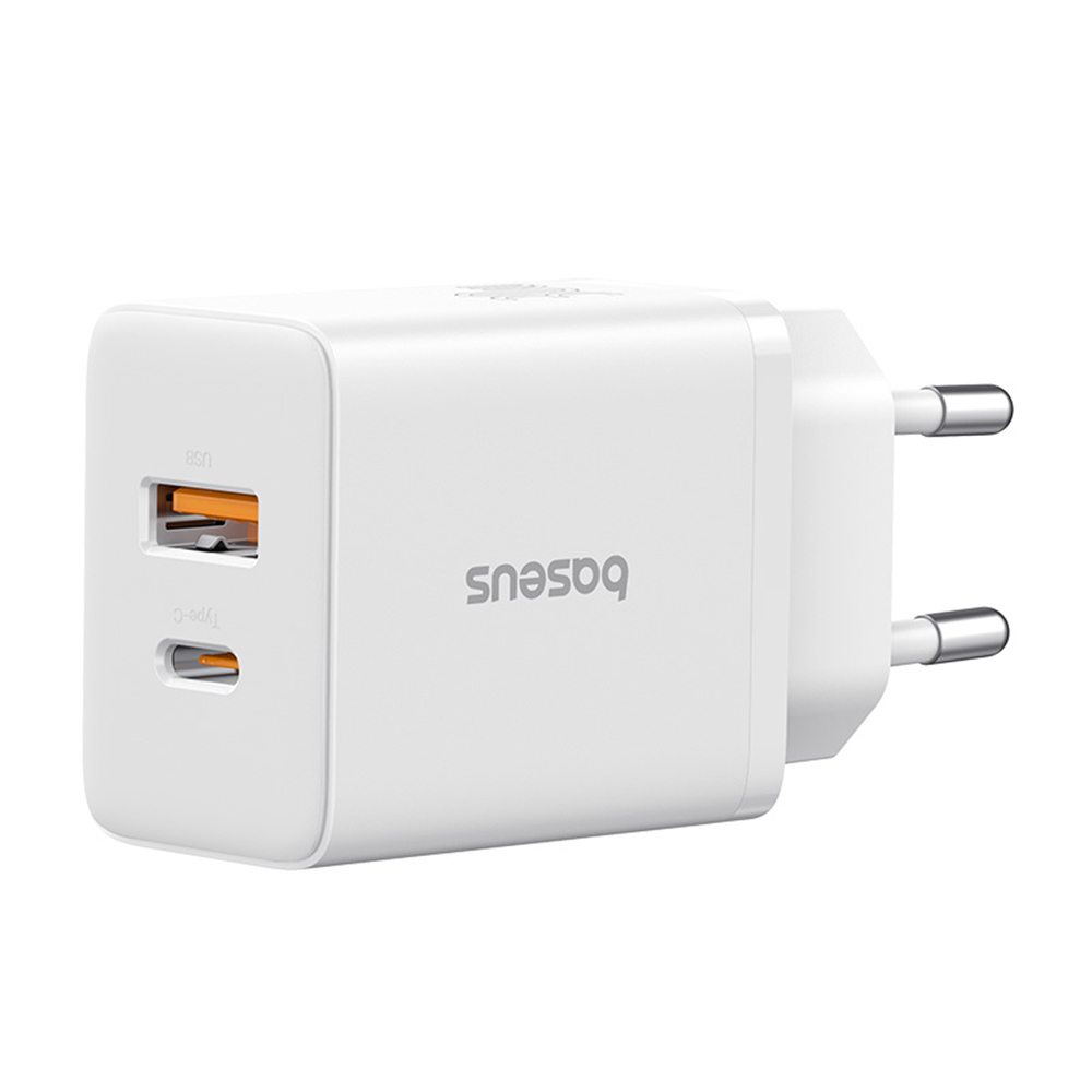 Baseus - Fali töltő (P10111403213-00) - USB, Type-C, Gyors töltés 20W - Hold Fehér-0