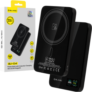 Blavec Power Bank 5000mAh BJ-04 Ultra Slim 7,8mm - Type C - 22,5W Magsafe 3in1 (PBBJ04-MC5B) fekete