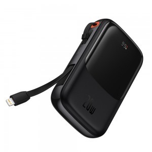 Baseus - Power Bank Qpow Pro (PPQD020001) - 2x Lightning, Type-C, USB, 20W, 10000mAh, Type-C kábel, 3A - Fekete
