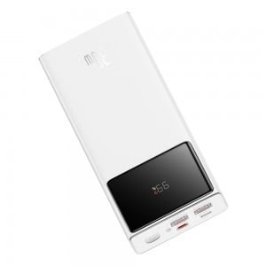 Baseus - Power Bank Csillag Őrző (P10022904213-00) - 2x USB, Type-C, Micro-USB, 30W, 20000mAh, Type-C kábel, 3A, 30 cm - Fehér