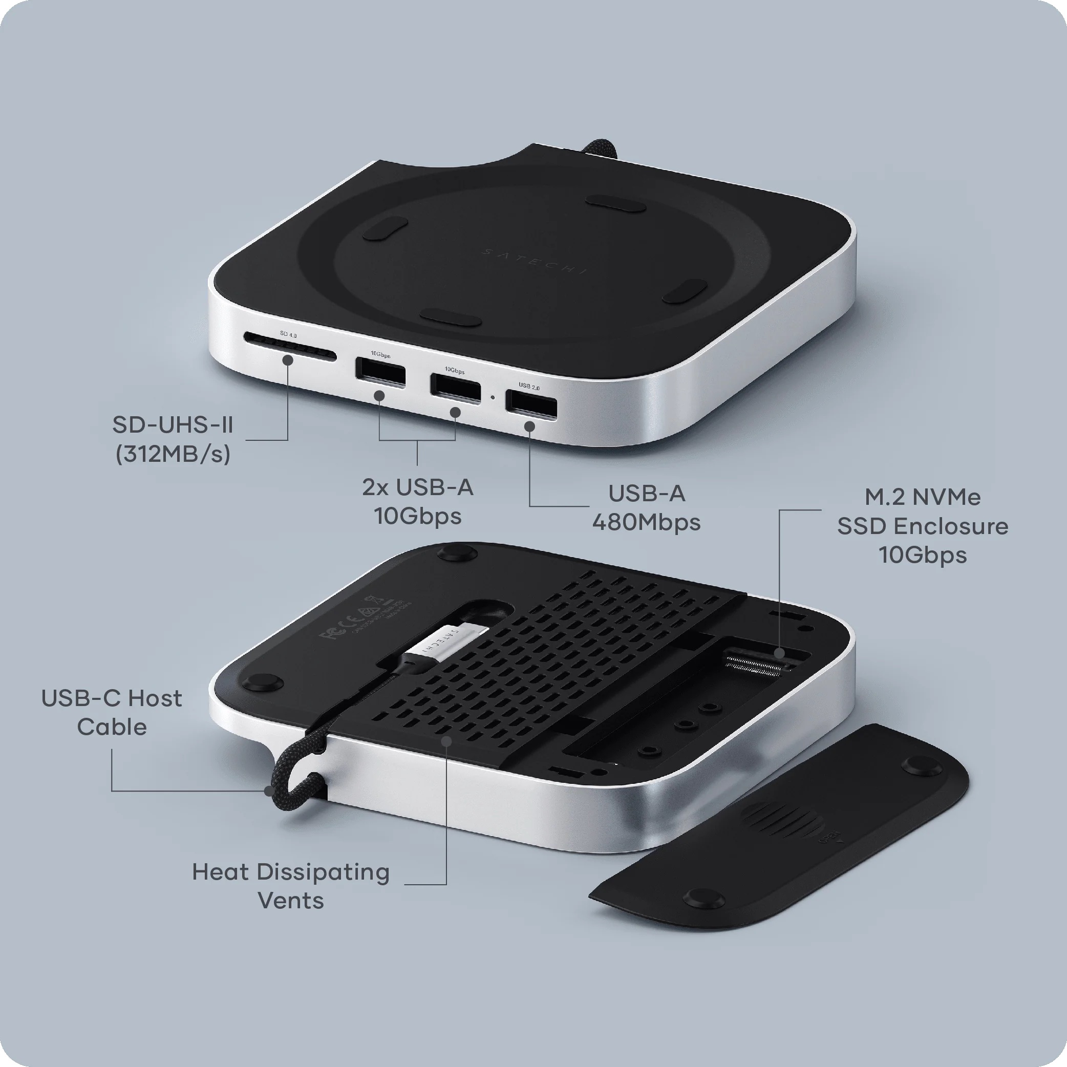 Satechi – Mac Mini M4 állvány és hub - SSD-házzal-2