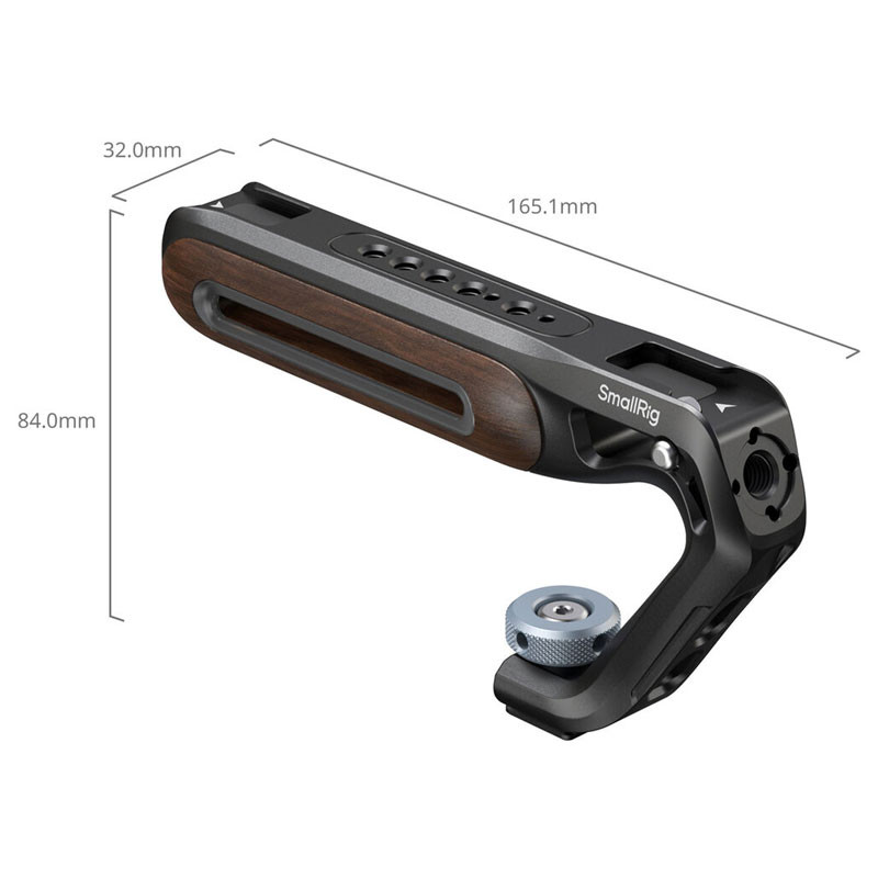 Smallrig 5250 Wooden Top Handle with Cold Shoe Mount-3