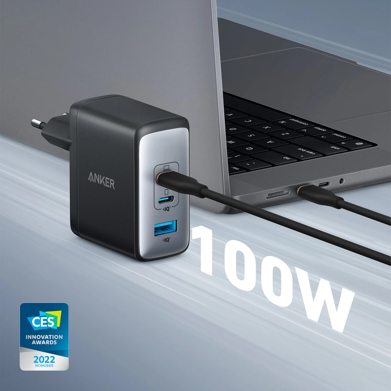 Anker 736 Nano II fali töltő 100W, 3A, 1 x USB-A - 2 x USB-C, Fekete A2145G11-2