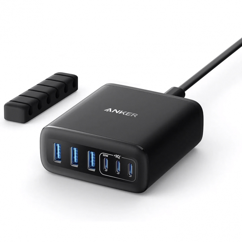 Asztali Töltő Anker, 112W, 3A, 3 x USB-A - 3 x USB-C, Fekete A2154G11-0