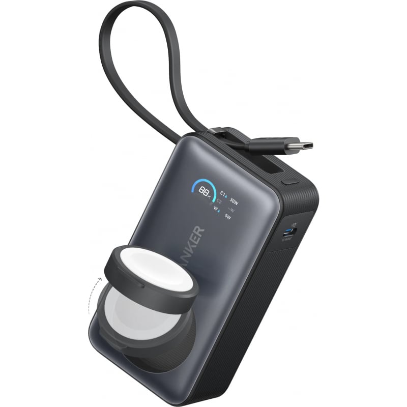 Powerbank Anker MagGo, 10000mAh, 35W, PD + QI, Fekete A1657011-0